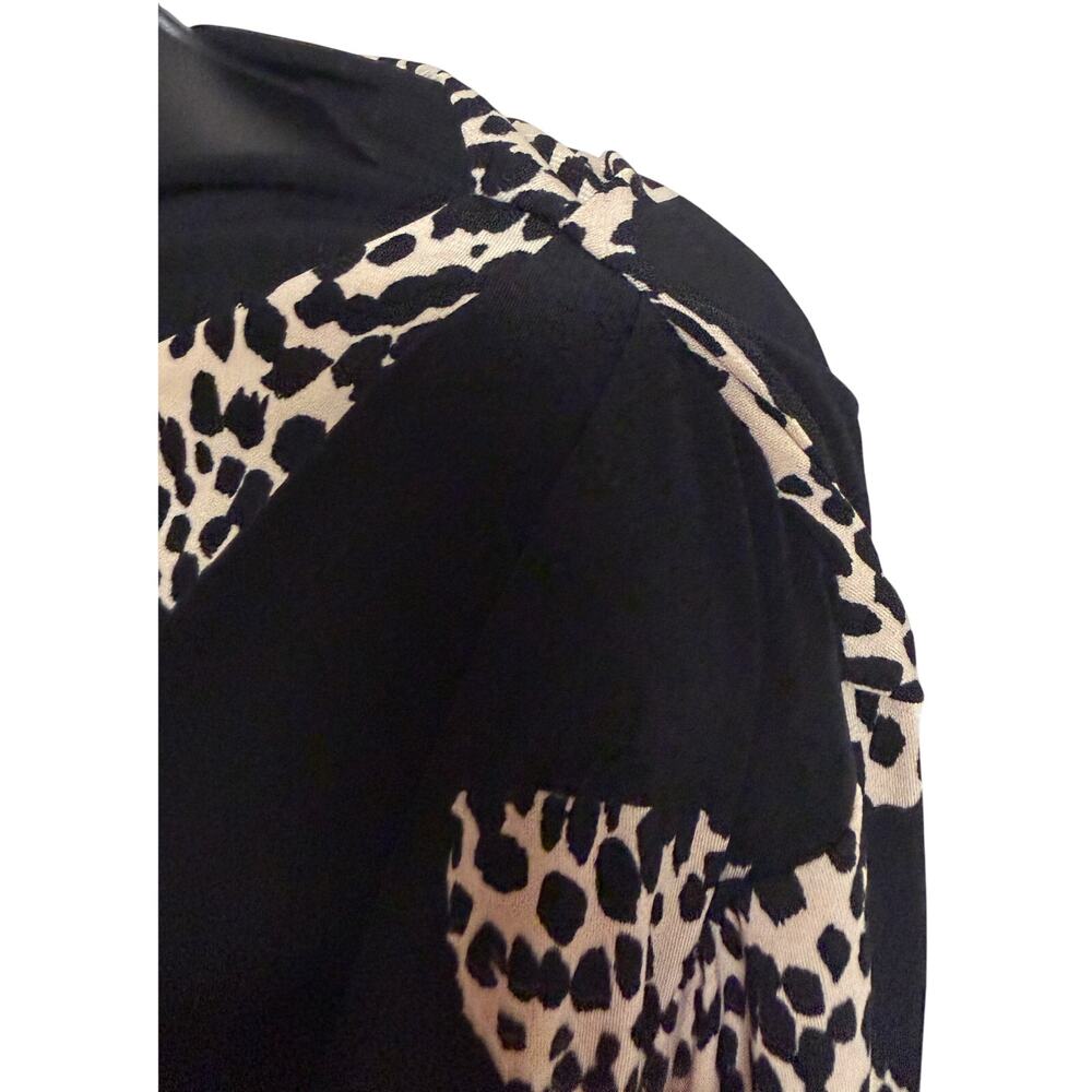 Donna Morgan Women Maxi Dress 16 Bodycon Long Sleeve Black Cream Stretch New - Picture 6 of 11